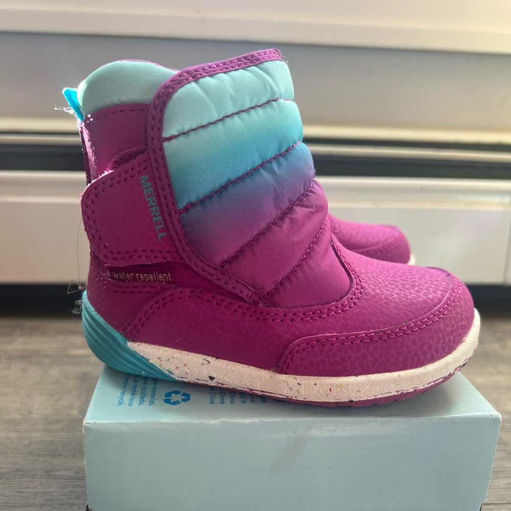 Merrell Stride Rite Child Bare Steps Puffer Snow Boot size 6.5m toddler